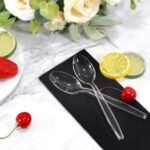 100PCS Mini Transparent Plastic Spoons Disposable Flatware Spoons For Dessert Appetizer