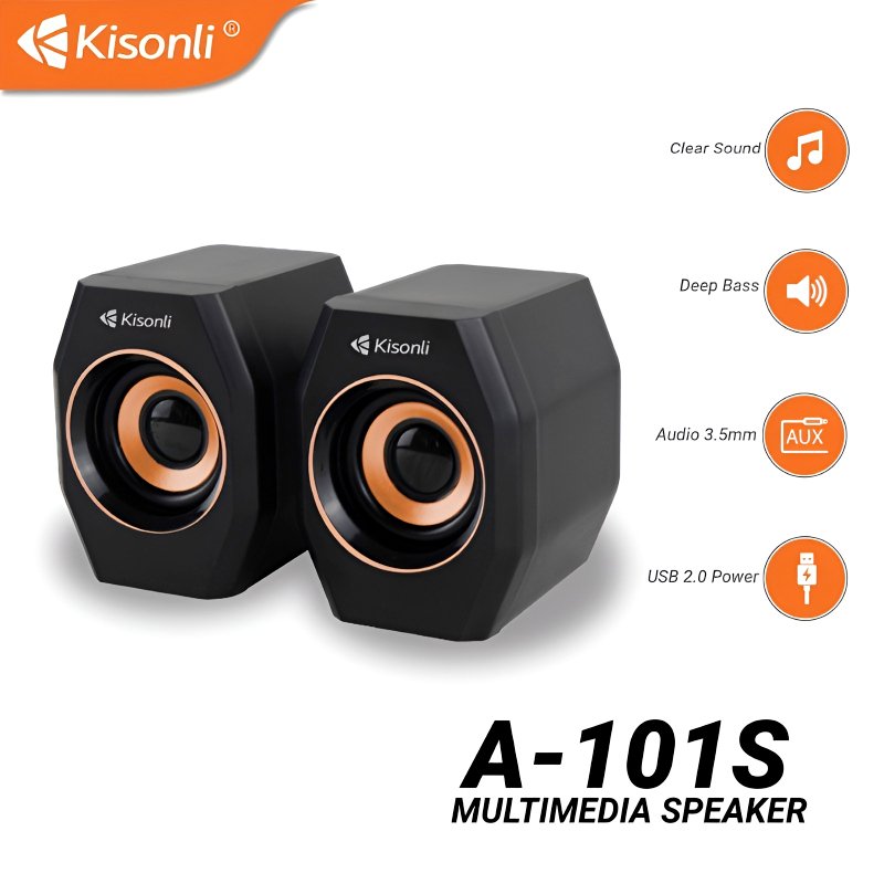 Kisonli A-101S Dynamic Loud and Clear Sound Mini USB 2.0 Multimedia Speakers