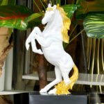 Majestic Gold-Plated Horse Statue A Timeless Home Decor Showpiece