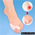 Pack Of 4 Pairs Silicone Gel Foot Fingers Hole Bunion Toe Separator Thumb Valgus Protectors